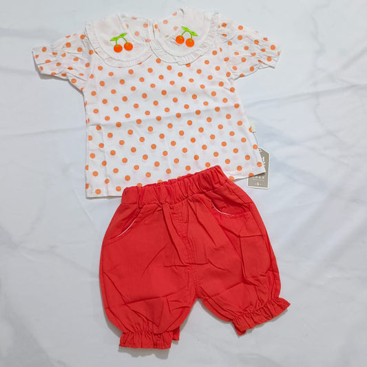 Summer Baby Girl Cherry Dotted Cotton Dress  2 to 5 years CN002