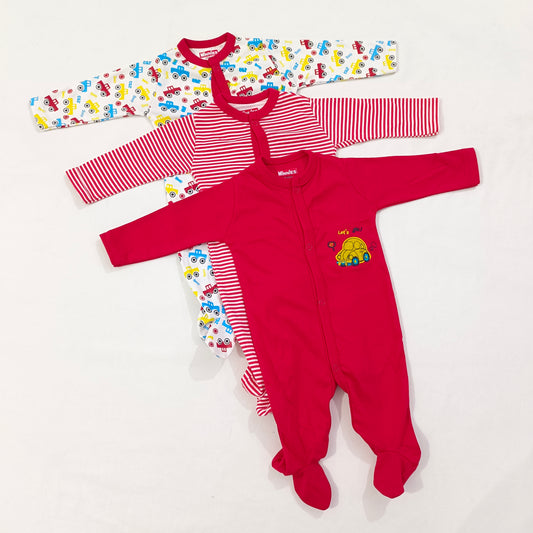 Minnie's Sleep suits Close Foot Rompers Pack of 3
