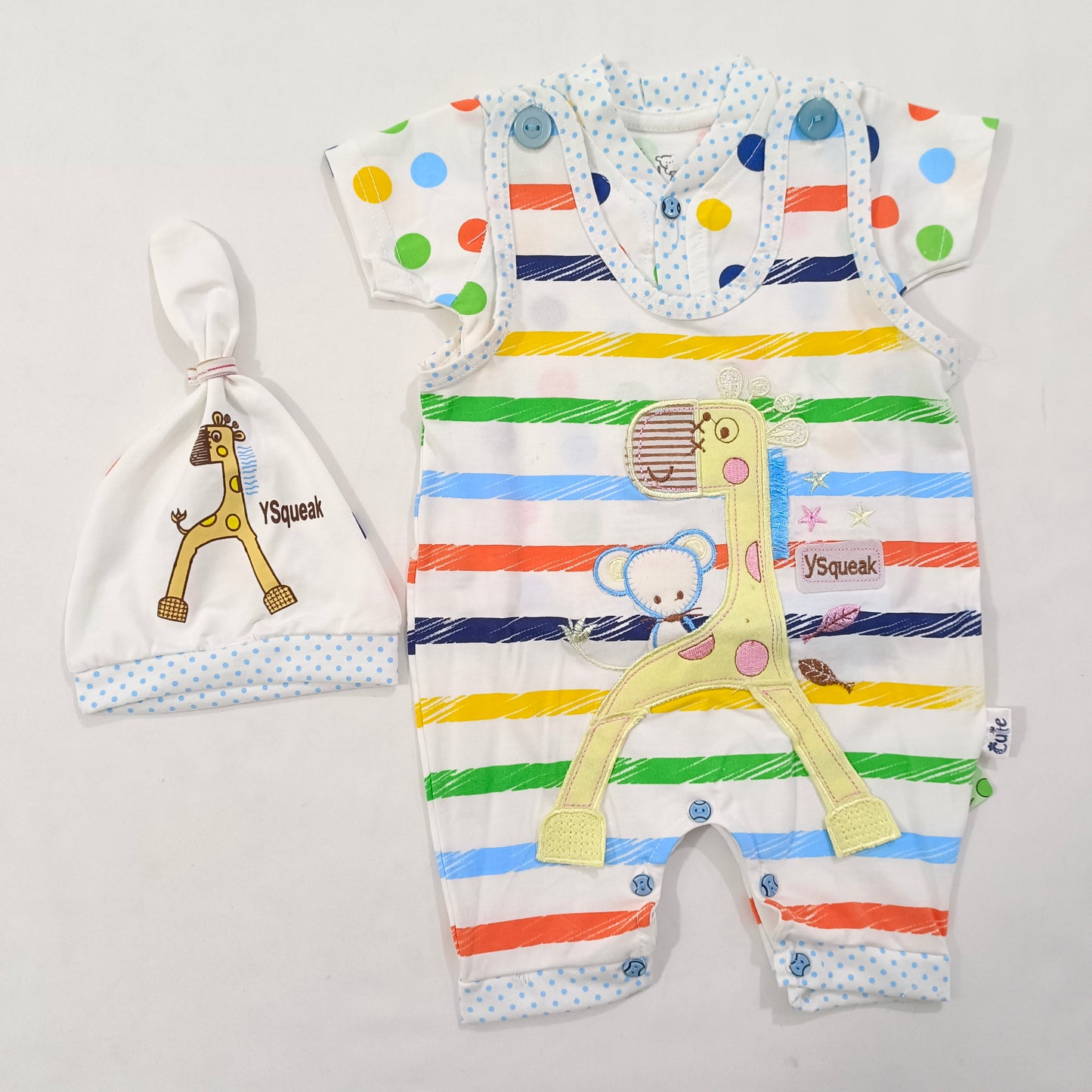 0 to 3 Months Baby Romper with Knotted Cap PKA101