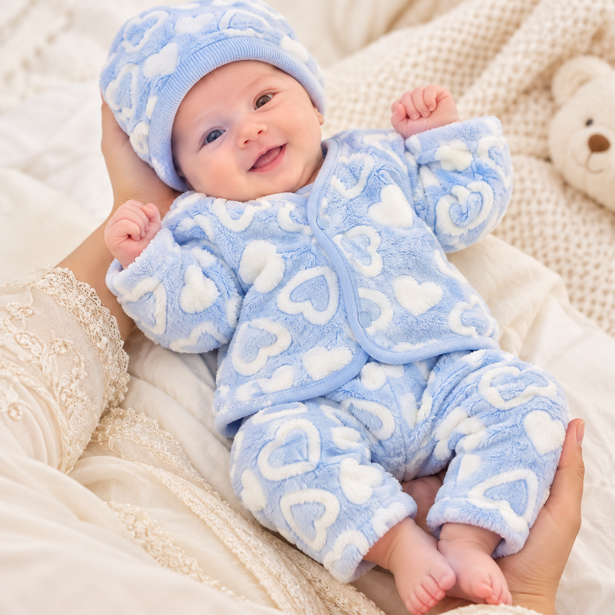 CNW252 Newborn Winter Velvet Dress with Cap