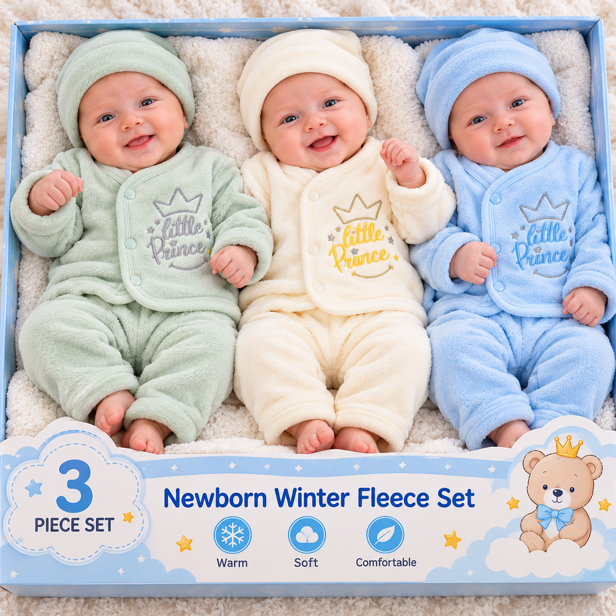 CNW89 Newborn Winter Fleece Dresses Pack of 3