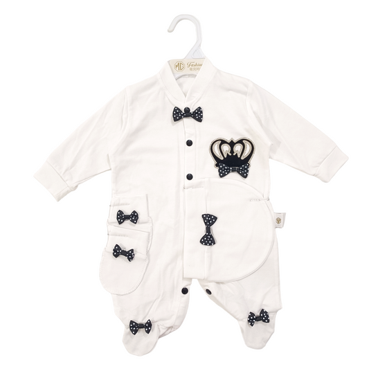 CNW01 Turkish Prince Formal Romper with Cap& Mittens