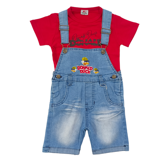 CN8235  Donald Duck Summer Formal Jeans Romper with Shirt.