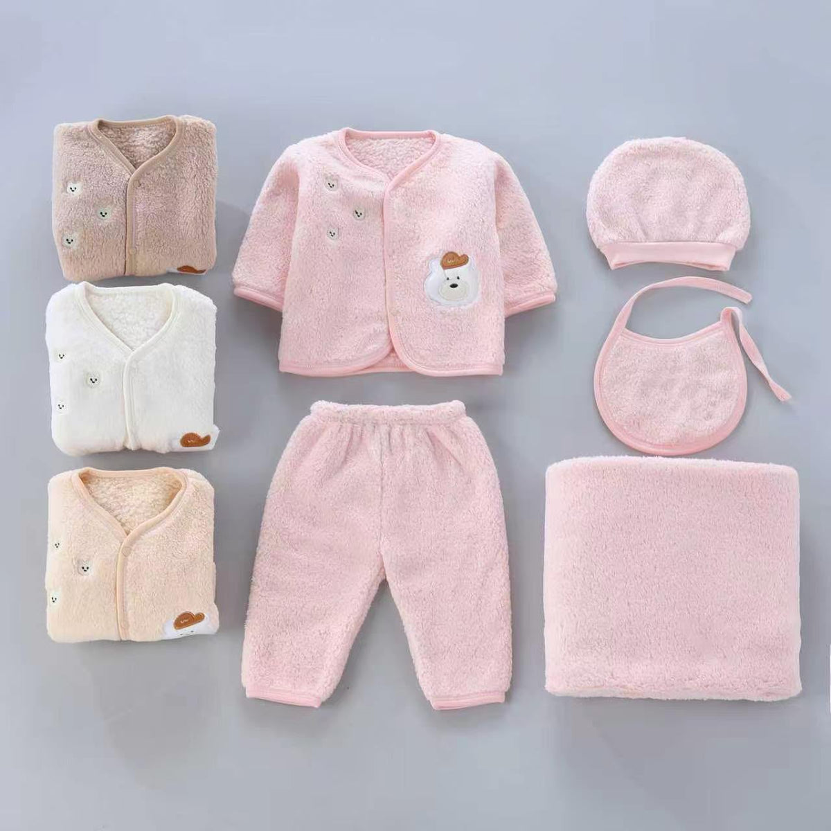 Newborn Winter Soft Bear Shaggy Starter Set 5 Pcs