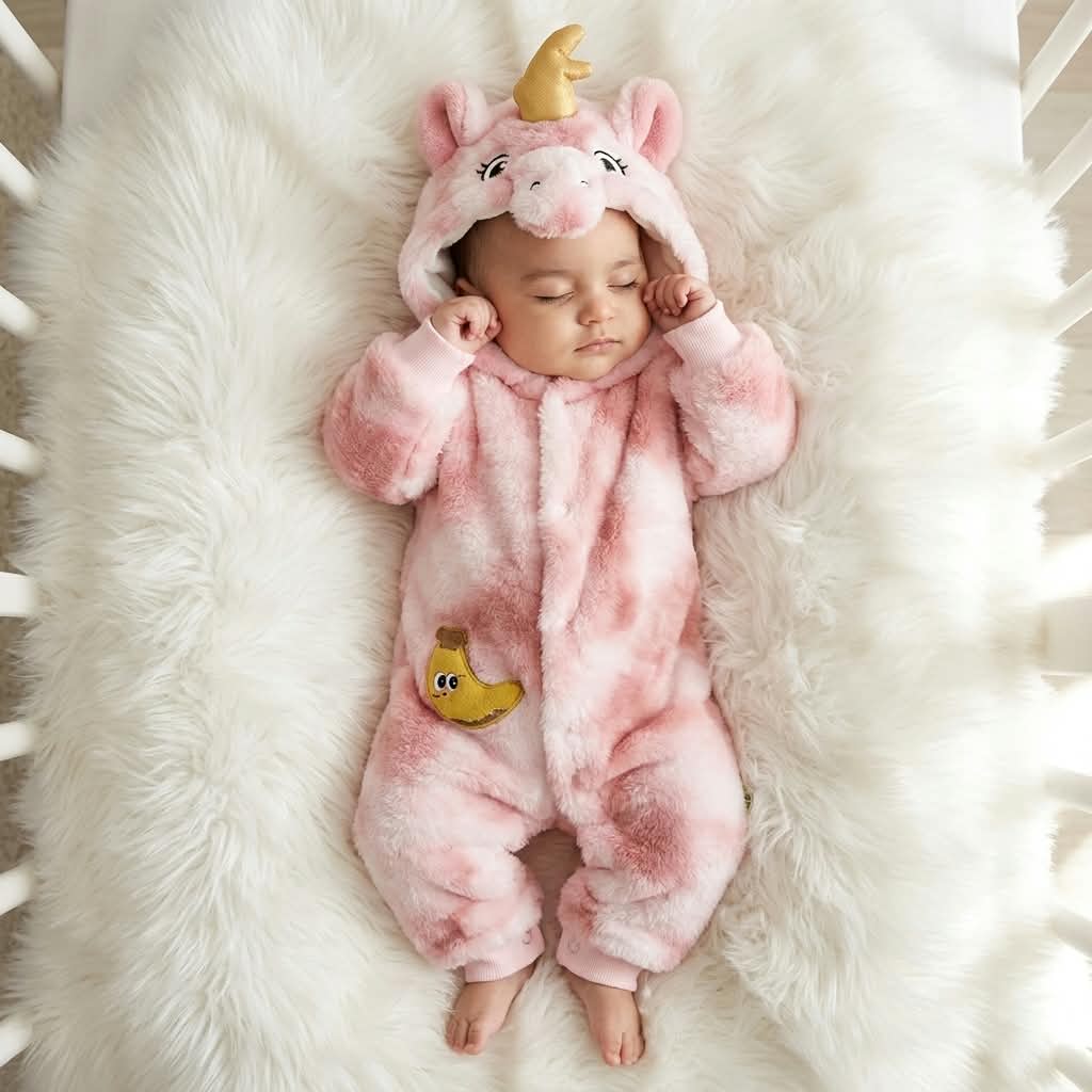 CN820 Winter Shaggy Fur Hooded Romper