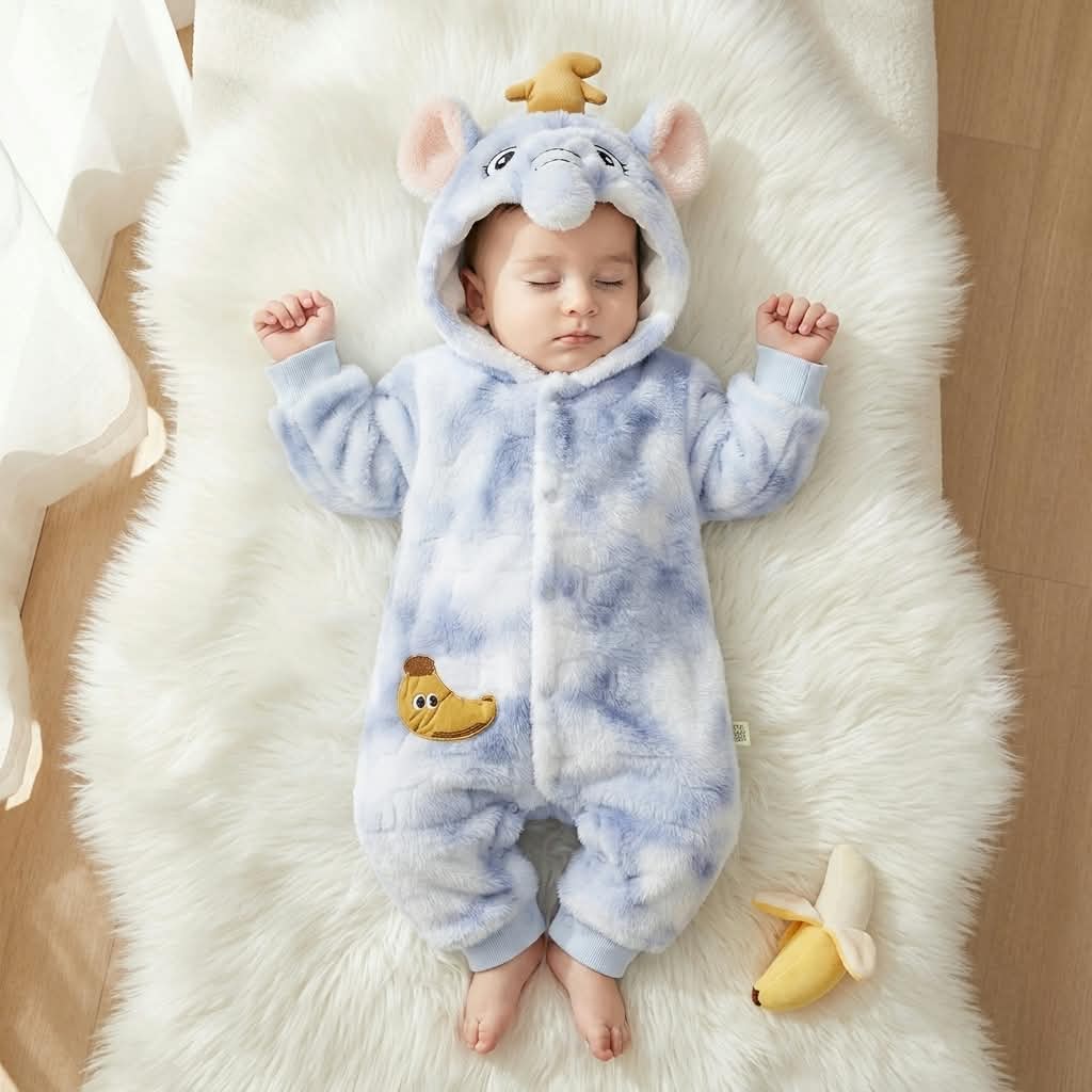 CN820 Winter Shaggy Fur Hooded Romper