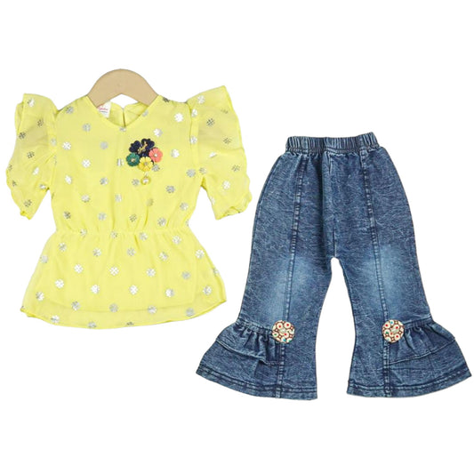 CN1414 Summer Fromal Baby Girl Top and Jeans
