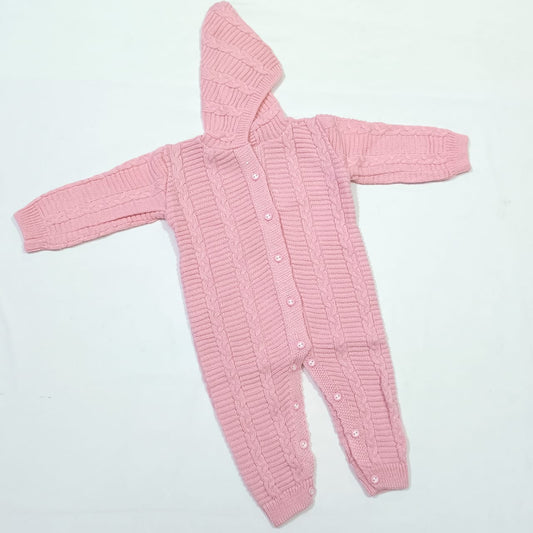 0 to 6 Months Knitted Baby Hooded Romper