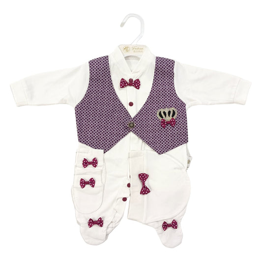 CNM001 Turkish Prince Romper with Cap & Mittens