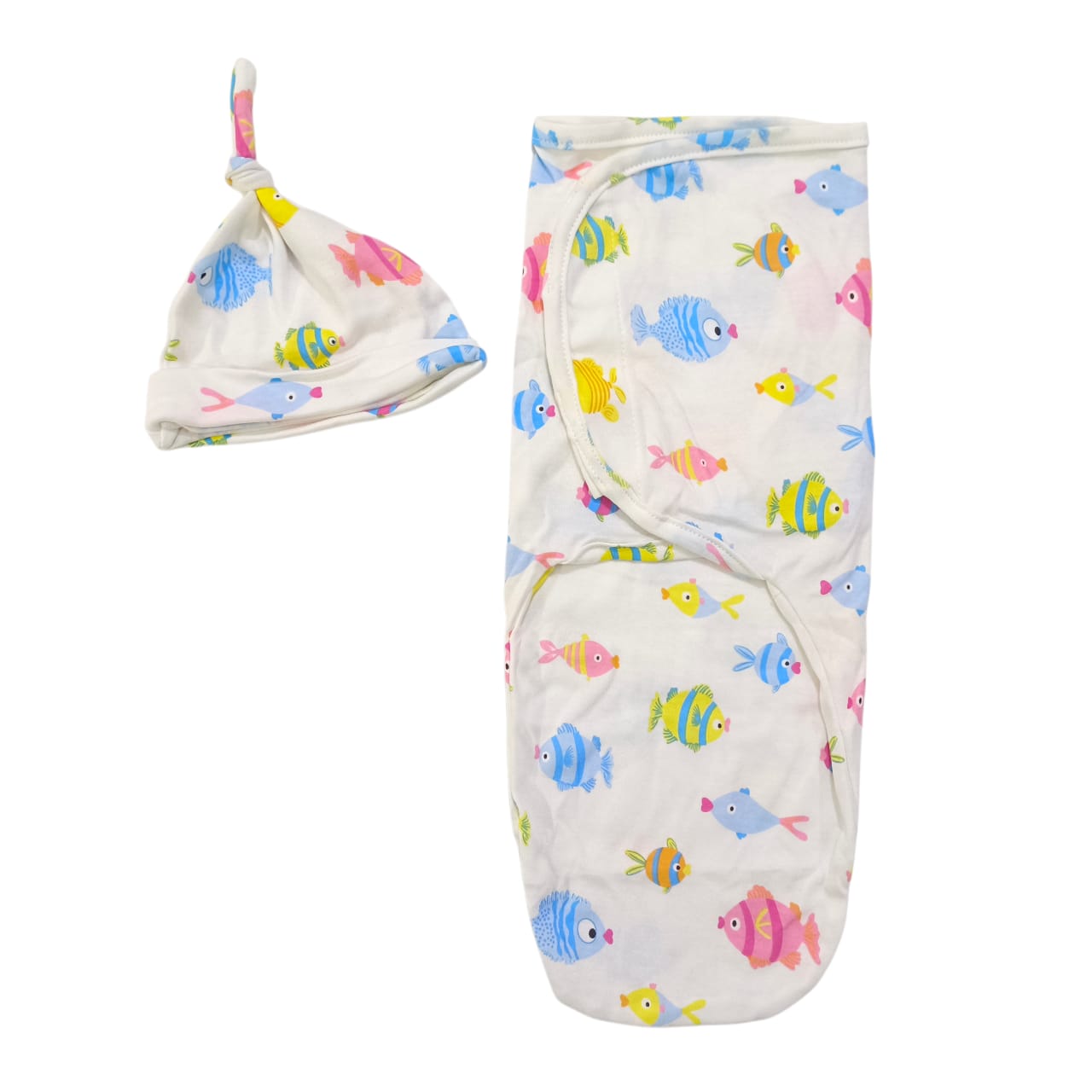 AC010 Imported Baby Cotton Wrapping Swaddle with Knotted Cap
